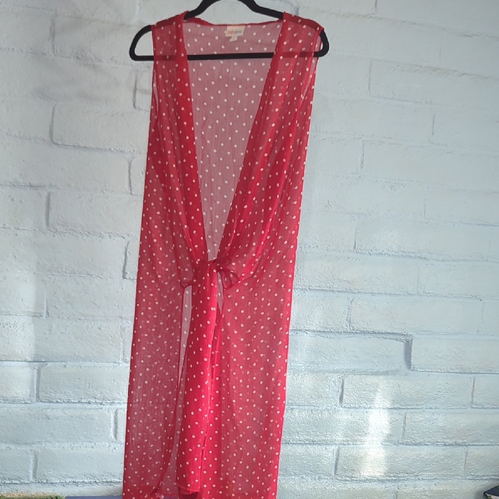 Red Sheer Polka Dot Tank Duster